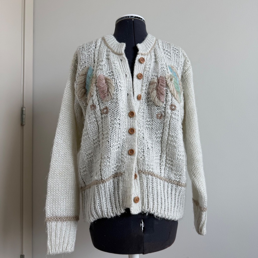 Vintage Erika Hand-Knit Feather Cardigan